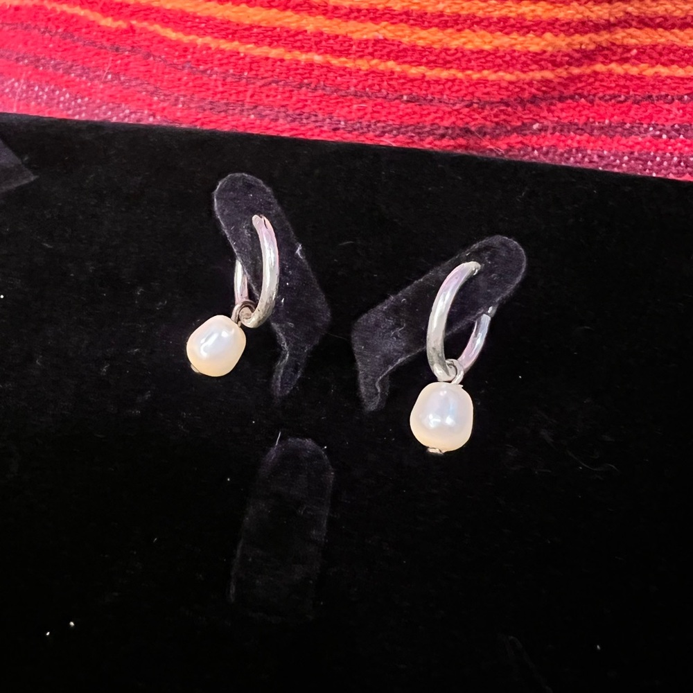 Elegant Silver Faux Pearl Earrings